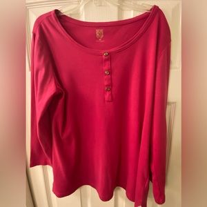 Anne Klein Sport Ladies’ Top - Long Sleeve Size M 100% Cotton in Magenta